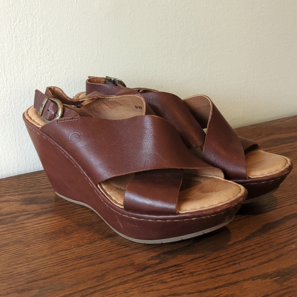 Børn Brown Leather Wedge Sandal